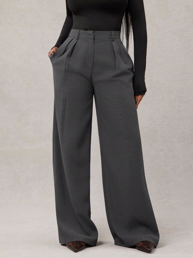 Women's Dark Coffee Oversized Wide-Leg Trousers - Dark Coffee