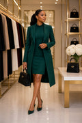 Sheath Dress & Longline Blazer Set - Black