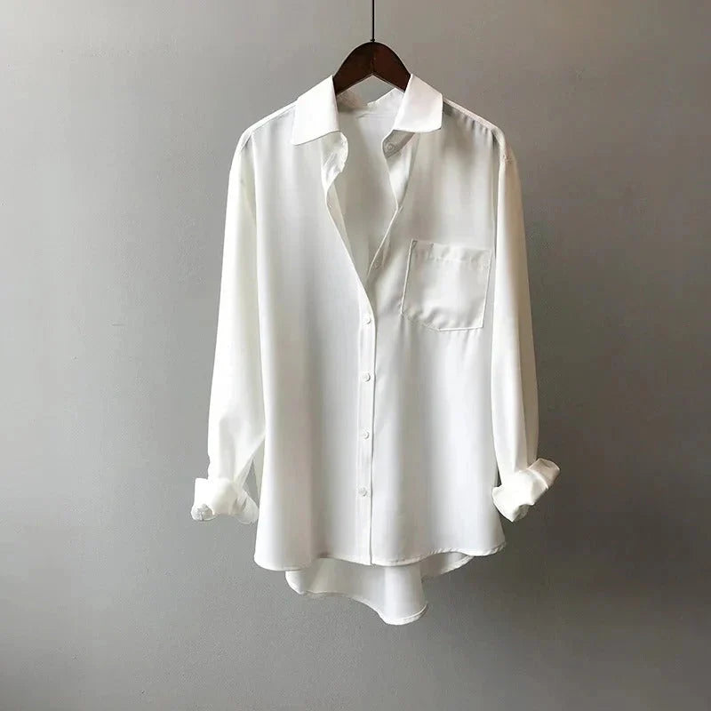 Elegant White Collared Blouse - White
