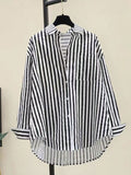 Classic Striped Button-Down Shirt - Black and White
