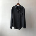 Classic Black Button-Up Blouse - Black