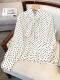 Elegant Polka Dot Bow Tie Blouse - White