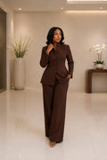 Premium Tailored Blazer Suit - Brown