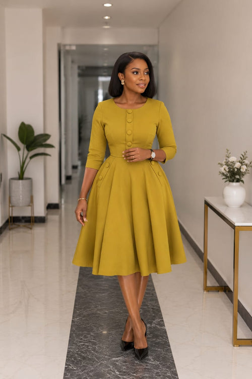 A-Line Day Dress - Yellow