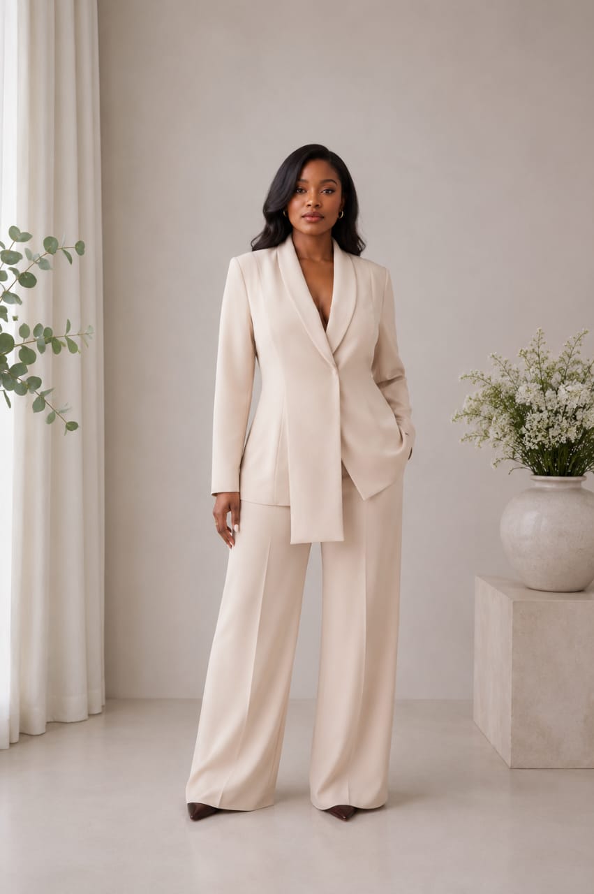 Cream Blazer Suit - view 2