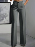 High-Waisted Wide-Leg Trousers - Grey