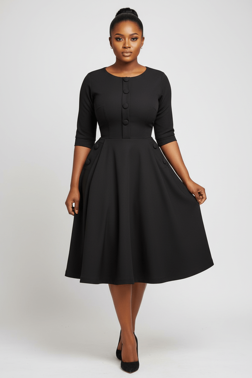 Rose Office Dress - Black