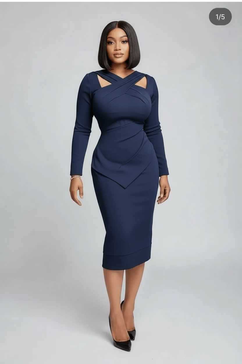 Long Designer Office Dress - view 2