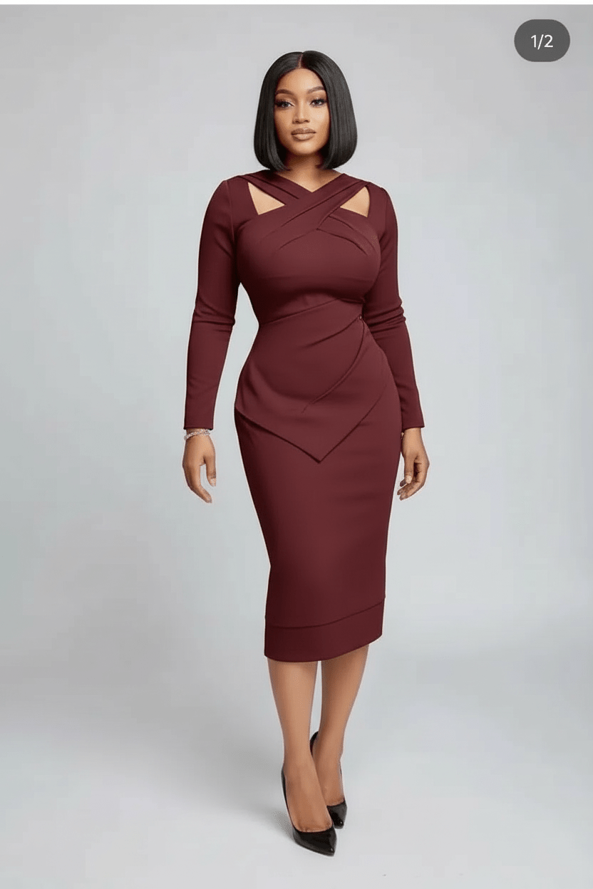 Long Designer Office Dress - view 3