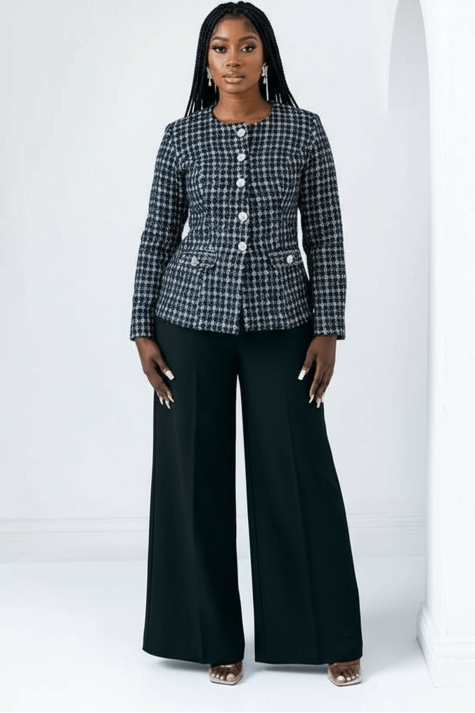 Tweed Tailored Top and Pant Set