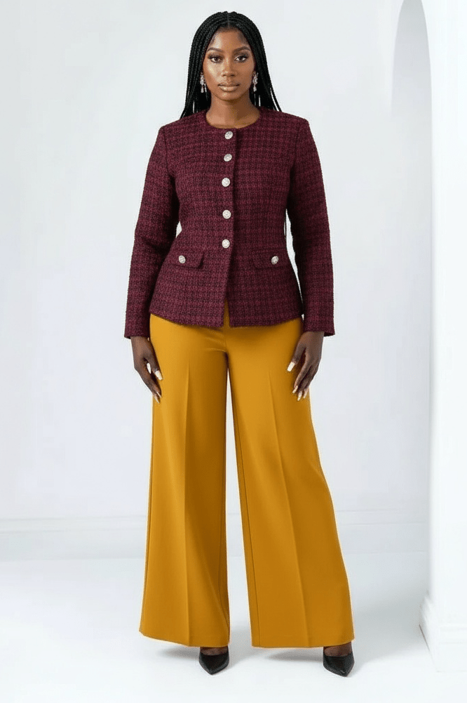 Tweed Tailored Top and Pant Set - view 2