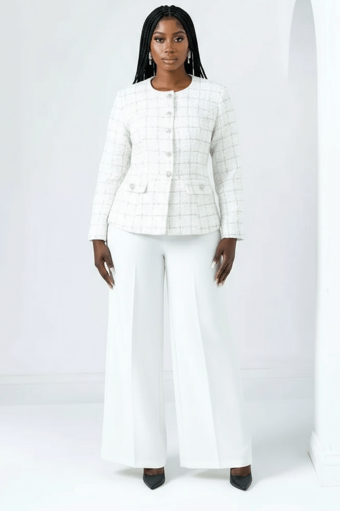 Tweed Tailored Top and Pant Set - view 3