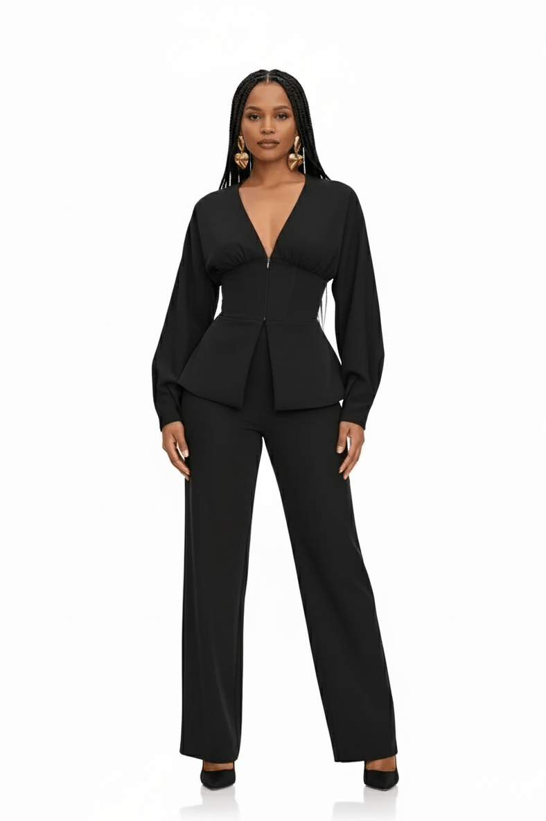 Stylish Tailored Top and Pant Set - view 2