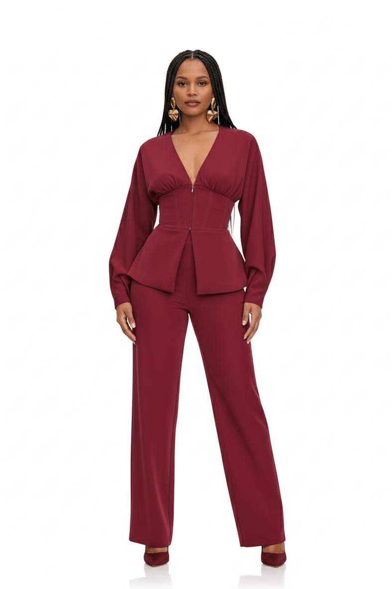 Stylish Tailored Top and Pant Set - view 3