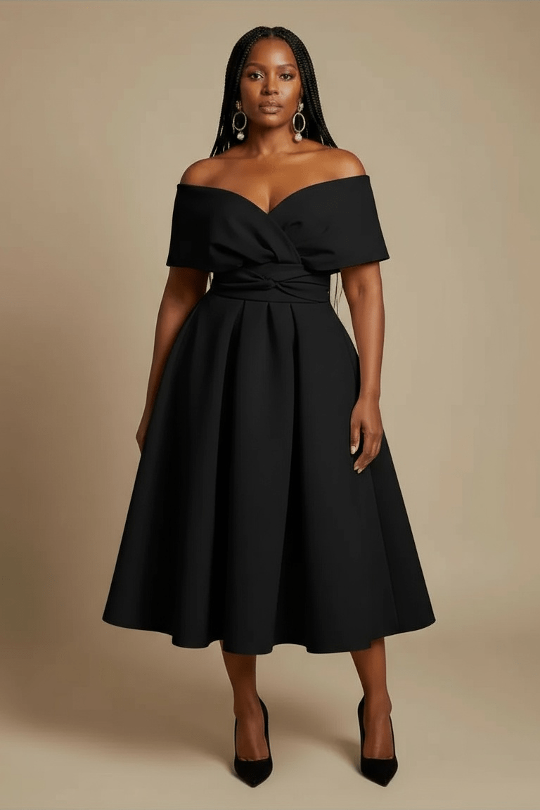 Bare shoulders Office Dress - Black