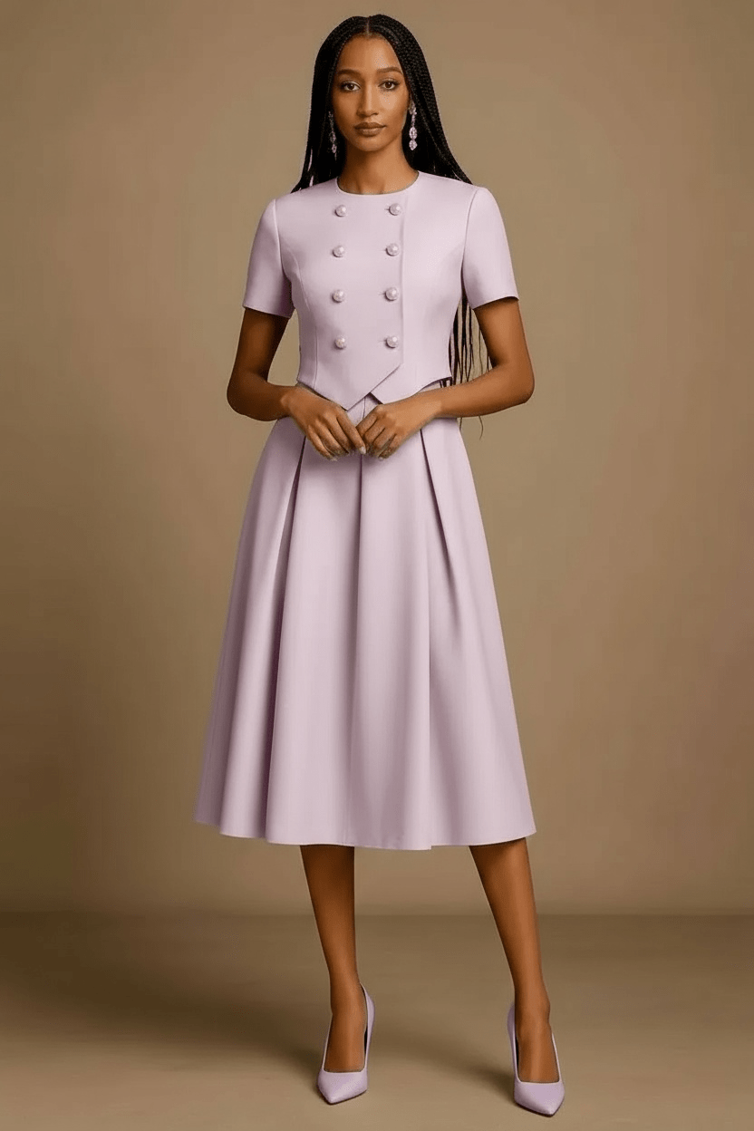 Formal Button Design Office Dress - view 3