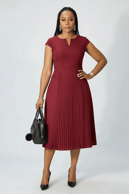 Cap Sleeve Office Dress - Gray