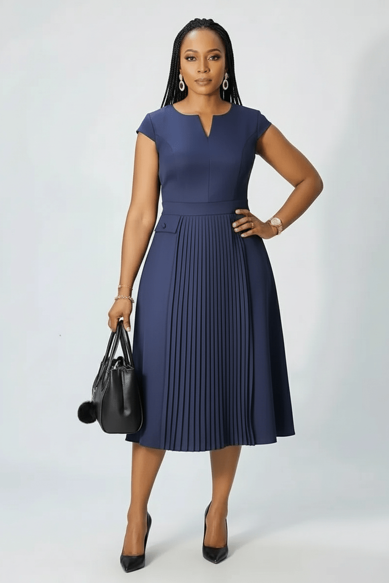 Cap Sleeve Office Dress - view 2