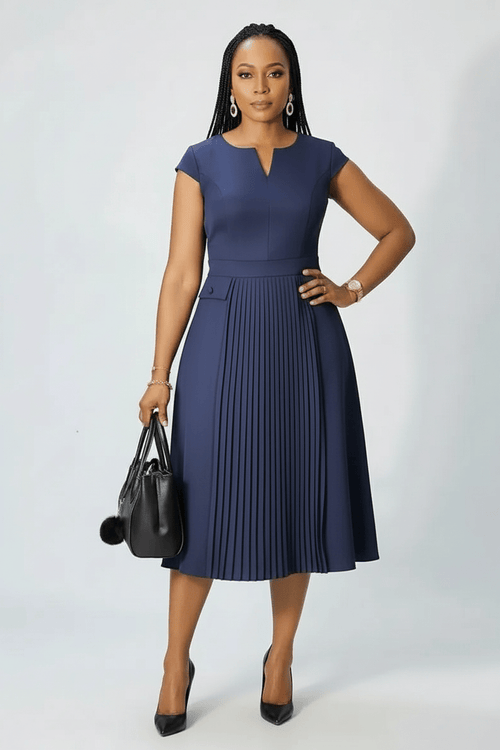 Cap Sleeve Office Dress - view 2