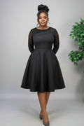 Lace sleeve Office Dress - Black