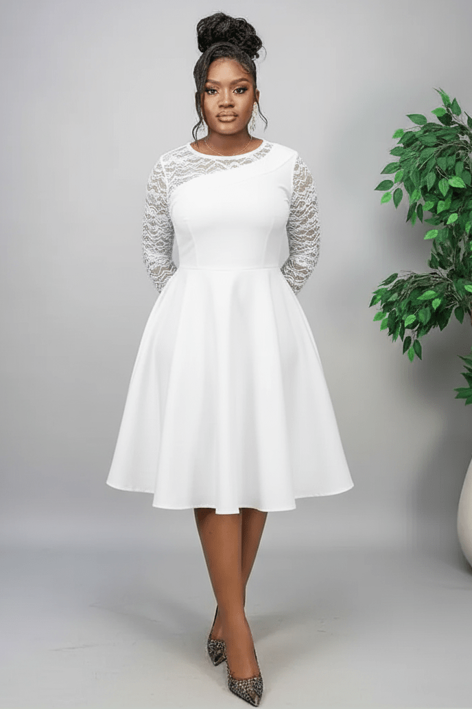 Lace sleeve Office Dress - view 3