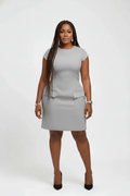 Short Sleeve Office Dress - Gray