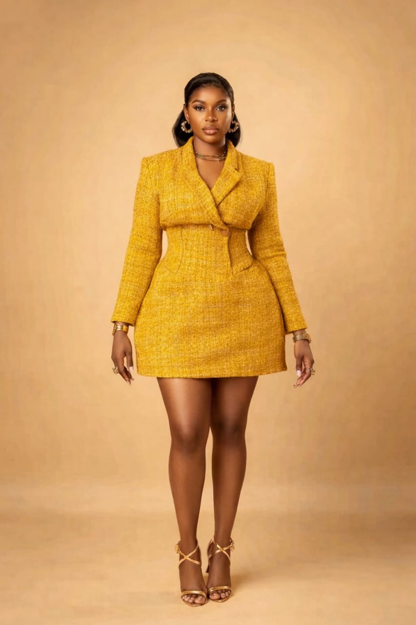 Abike Tweed Office Dress - Wine