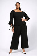 Black Wide-Leg Tailored Jumpsuit - Black