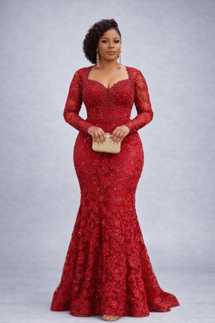 Elva Lace Dress - Red