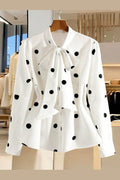White Polcadot Tailored Top - White
