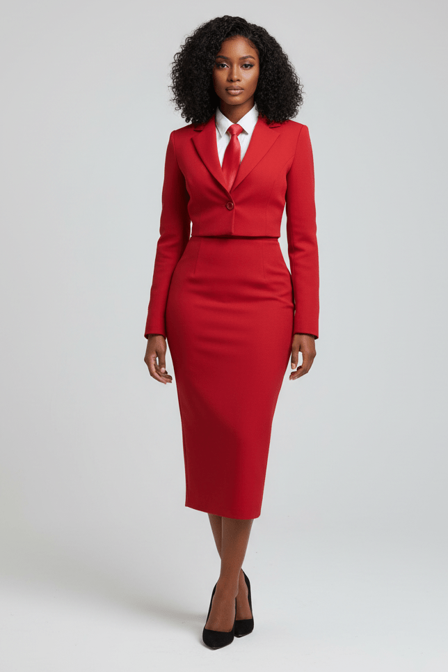 Crop Blazer and Tailored Skirt Co-ord with shirt
