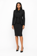Three-Piece Blazer, Bow Blouse & Skirt Set