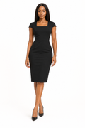 Cap-Sleeve Sheath Office Dress