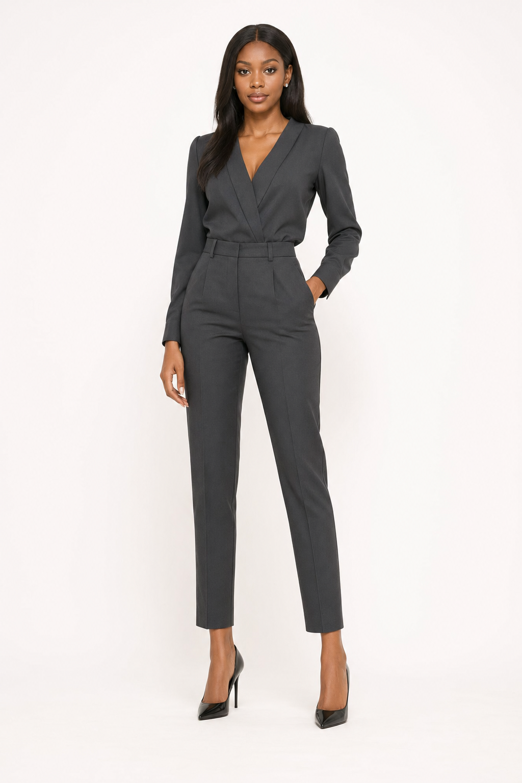 V-Neck Blouse & Tailored Trouser Set - view 4