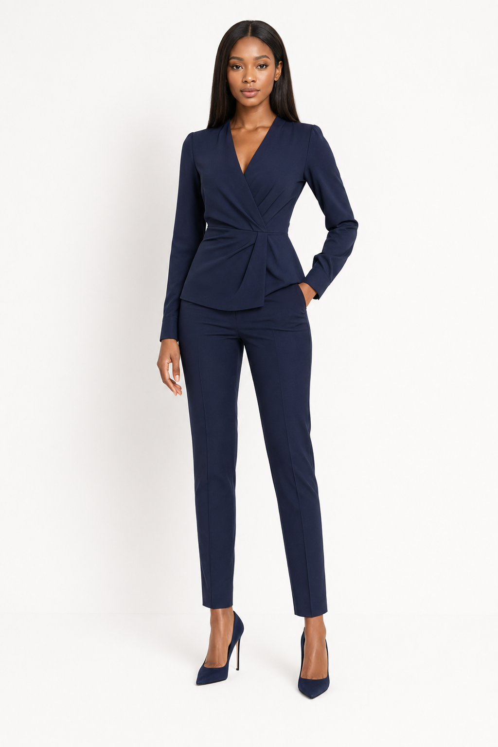 V-Neck Blouse & Tailored Trouser Set - view 2