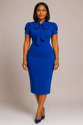 Dark Denim V-Neck Panel Maxi Dress