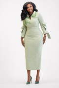 Green Embroidered Midi Dress - Green