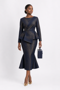 Navy & Gold Peplum Mermaid Set - Navy