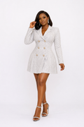 White & Silver Blazer Mini Dress - White