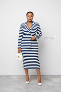 Blue & White Stripe Coord Set - Blue