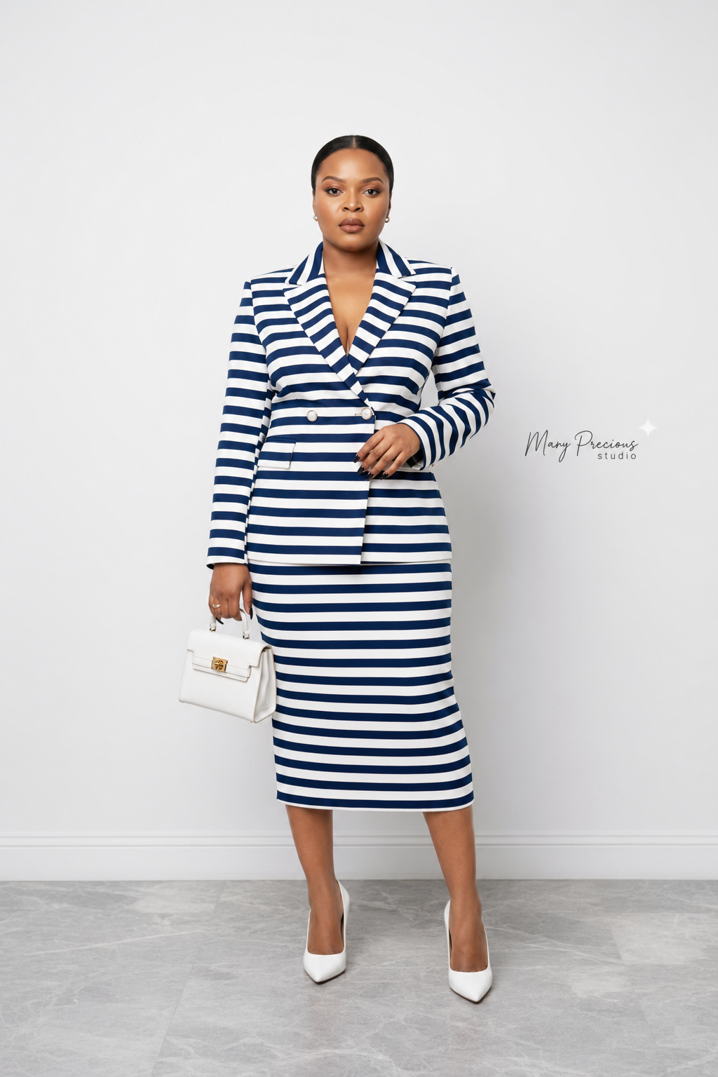 Blue & White Stripe Coord Set - Blue