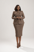 Brown & Cream Tweed Pencil Set - Brown