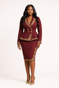Burgundy & Gold Peplum Set - Burgundy