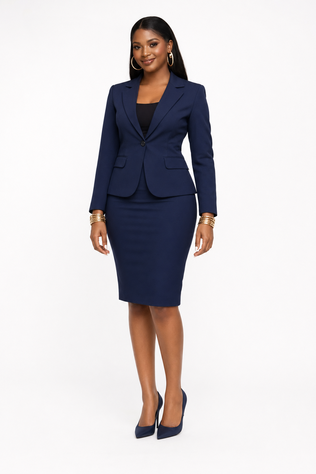 Structured Blazer & Pencil Skirt Suit - view 2